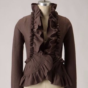 Anthropologie Wrapped in Ruffles Sweater